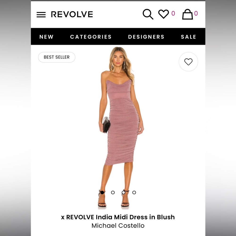 Michael Costello x REVOLVE India Midi Dress in Blush (New with Tags)